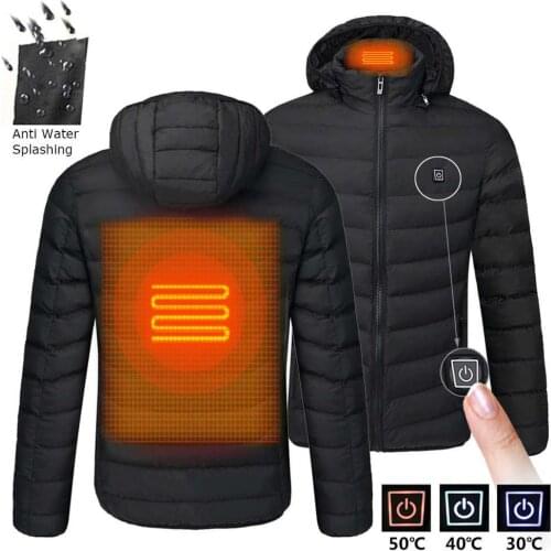 2020 Winter New USB Heating Men Jackets Smart Thermostat Mens Windbreaker Hooded Heating Clothes Thermal Coat Warm Jacket Men