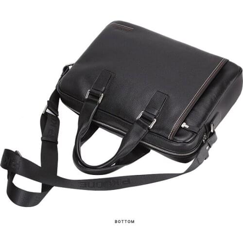 New Natural Cowskin 100% Genuine Leather Mens Briefcase Fashion Large Capacity Business bag Black Male Shoulder Laptop Bag