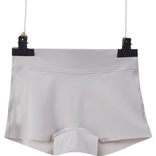 Non-marking ice silk mid-waist Panties pure cotton antibacterial bottom one-piece comfortable anti-glare large boxer shorts