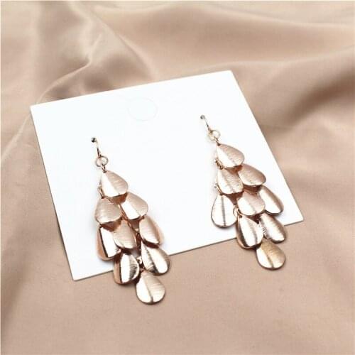 New Fashion Punk Long Brushed Multi Layers Water Drop Shaped Dangle Earrings for Women Hip Hop Jewelry Party Gift