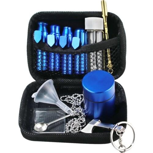 Portable Snuff Snorter Pipe Bag Bullet Snuff Sniffer Dispenser Spoon Storage Container Jar Funnel Snuff Snorter Storage Bag Set