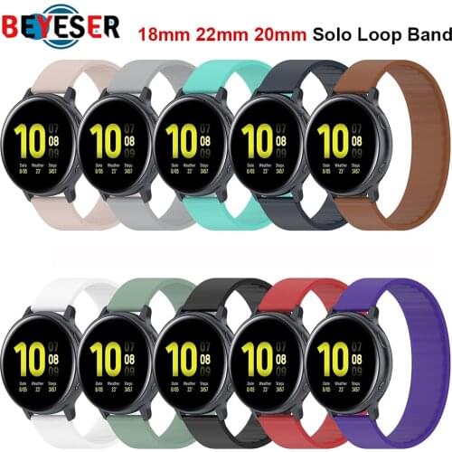 18mm 22mm 20mm Solo Loop Band For Samsung Galaxy Watch 3 41 45mm Gear S2 S3 Silica Gel Elastic Strap For Huawei GT 2 Amazfit Bip