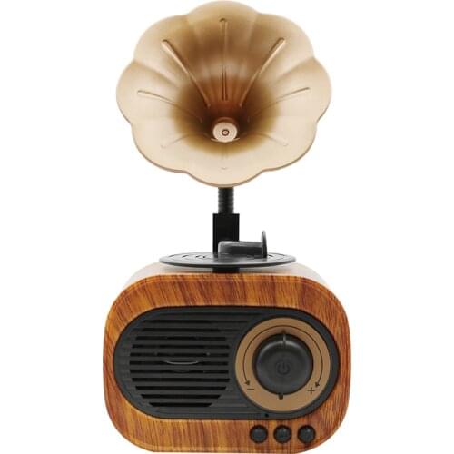 Cyboris Retro Record Player Model Loud Volume Convenient Bluetooth Small Speaker Supports FM TF Playback Mode Decorations Gift
