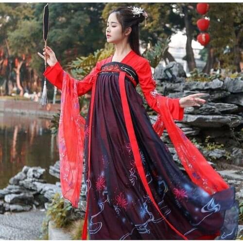 Ropa Tradicional China Long Sleeve Dress Dancer Outfit Traditional Chinese Cosplay Costumes for Women Hanfu Red