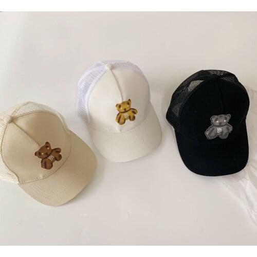 Newest Summer Newborn Baby Girl Boy Sun Hat Cotton Beret Hat Cartoon Striped Bear Snapback Baseball Cap Baby Hats Bucket Caps