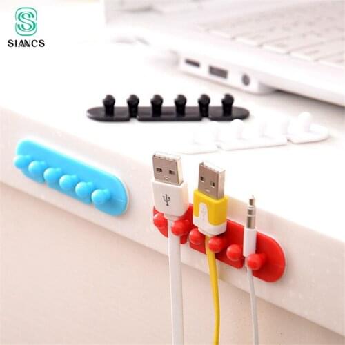 SIANCS Earphone Cable Organizer Wire Storage Charger Cable Holder 2pcs Candy Color Cable Winder Clips for MP3 MP4 Mouse Earphone