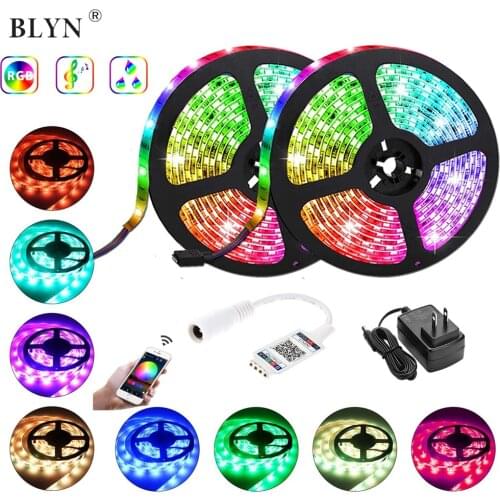 Bluetooth RGB LED Strip Lights with App Control Music Sync RGB LEDStrip 2m 3m 5m 10m Waterproof 5050 Flexible Ribbon 12V Adapter