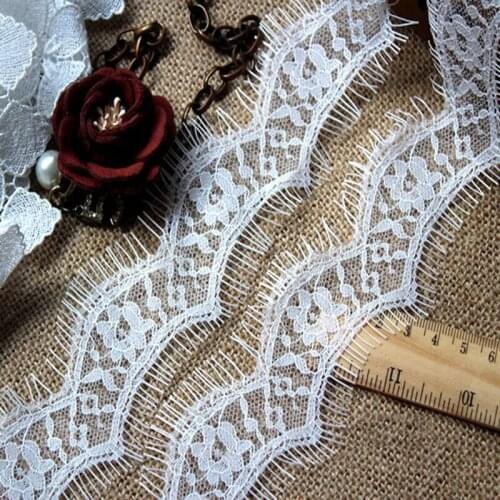 4cm Wide Garment Vintage Nylon Black and White EYELASH Lace Trim Ribbon Double Edge Embroidered Diy 6meter/lot