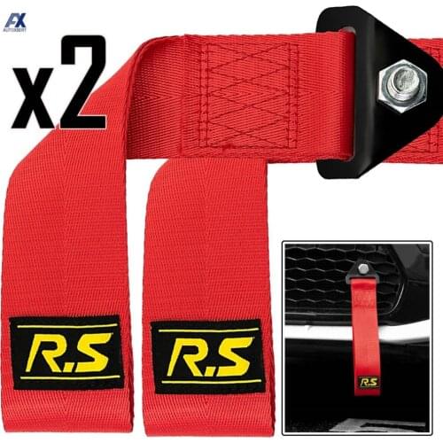 X2 RALLY SPORT Car Tow Strap Universal Racing Drift Towing Rope Bumper Belt Trim Cover Eye Strap Grill Hook Van Trailer D Ring