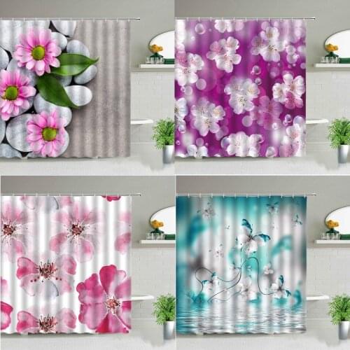 Beautiful flowers shower curtain waterproof curtain in bathroom shower Curtains in the living room shower curtain For bathroom