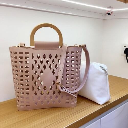 Women Handbags 2020 Famous Brands Hollow Out Beach Bag for Ladies Bolsa Feminina female tote bags PU leather shoulder bag Purses