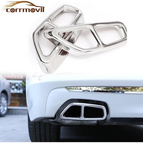 2Pcs Tail Throat Decorative Cover Exhaust Outputs Tail Modified Frame Exhaust Pipe Auto Accessories For BMW 5 Series 2018