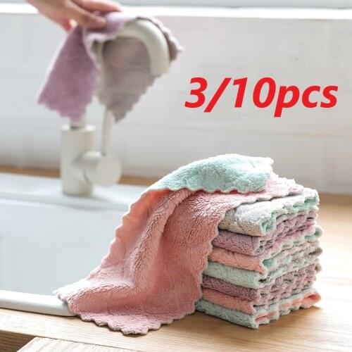 3/10pcs Super Absorbent Microfiber Kitchen Dish Cloth High-efficiency Tableware Household Cleaning Towel Kitchen Tools Gadgets