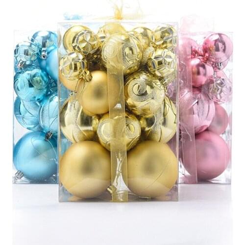 30pcs/set Christmas Balls Tree Decoration Gold/Sliver Powder Bright Painted Balls xmas Decorations Hanging Tree Pendants