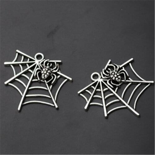 4pcs Antique Silver Color Black Widow Spider Web Charm Alloy Pendant Necklace Bracelet DIY Metal jewelry Handmade 50*42mm A1011