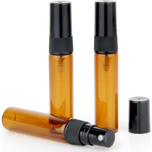 50Pieces/Lot 5ML Essential Oil Atomiser Perfume Refillable Bottles Amber Glass Spray Bottles