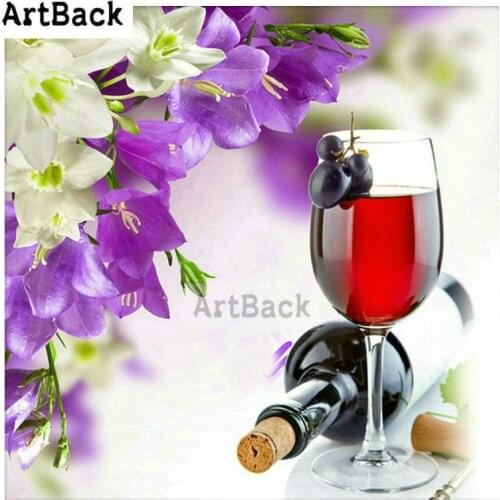 Full square / round drill 5D diamond painting red wine & cup & flower landscape diamond embroidery 3d diamond mosaic