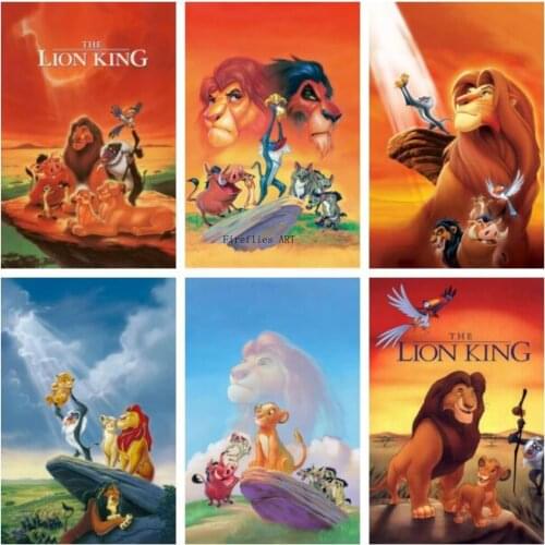 Disney 5d Diy Diamond Painting Lion King Cartoon Animal Diamond Embroidery Full Mosaic Hand Home Decor Cross Stitch Kits Gift
