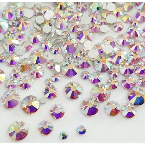 Free shipping 300pcs Mix SS4-SS16 Size white AB Non HotFix flatback glass crystal 3D Nail Art Rhinestone diy Decorations