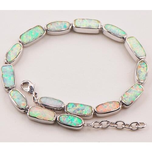 White Fire Opal 925 Sterling Silver Bracelet P90 8" Free Ship High quantity Factory price