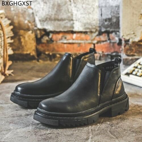 Black Leather Boots Men Luxury Designer Shoes Motorcycle Boots for Men Male Fashion Winter Shoes Man Chelsea Boots for Man 2021
