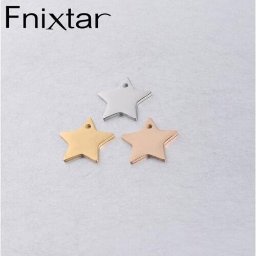 Fnixtar Star Charms Mirror Polished Stainless Steel DIY Five-pointed Star Jewelry Making Bracelet Necklace 20piece/lot