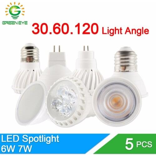 GreenEye 5Pcs/lot Lampada LED Bulb dimmable 6W 7W 220V E27 E14 MR16 GU5.3 GU10 Bombillas LED Lamp Spotlight Lampara Spot Light