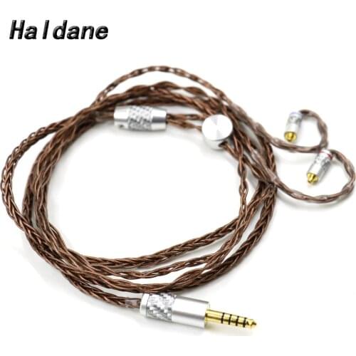 Haldane HIFI 3.5/2.5/4.4mm Balanced（ Brown 1.2m）UP-OCC Single Crystal Copper MMCX Connector Headphone Upgrade Cable