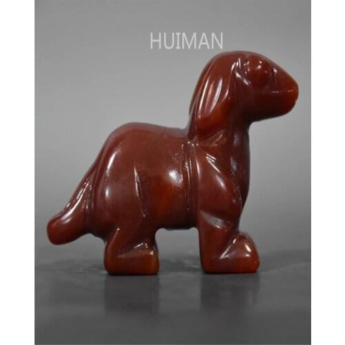 Hongshan Culture Natural Agate Zodiac Dog Collection Jewelry Home Statue Gift Figurines Desk Decoration