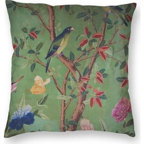 Custom Green Dream Chinoiserie Square Throw Pillow Case Decoration 3D Double Side Printing Cushion Cover for Car