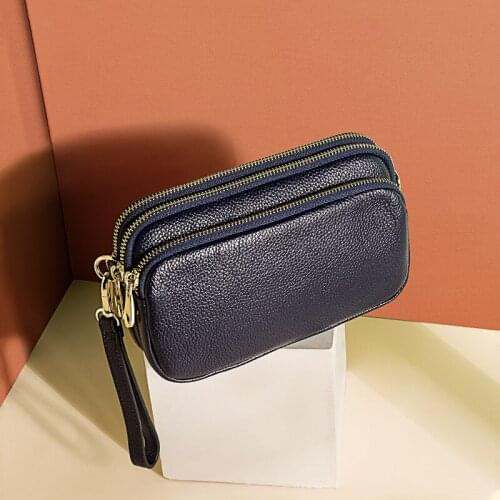 New Genuine Leather Fashion Mini Woman Shouder Bag Ladies Mobile Phone Bag With Three Zippers Messenger Crossbody Bag For Women