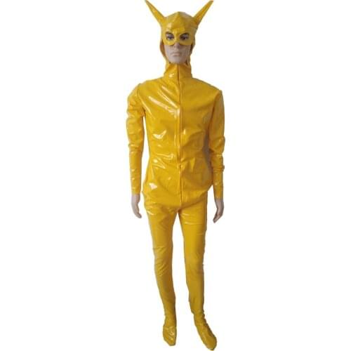 Novelty men Womens PVC Faux Leather Full Jumpsuit Bodysuit Cosplay Costumes Catsuit with horns