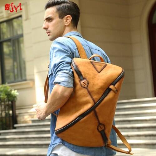 New Vintage Leather Mens Backpack Men Laptop Bag Casual Computer Bag School Bags Fashion Large Capacity Travel Male Cow Leather