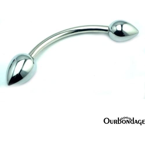 Ourbondage Stainless Steel One Curve Handle with 4 Balls Head Anal Plug Butt Plug For Men Women Prostate Massage Adult Sex Toys