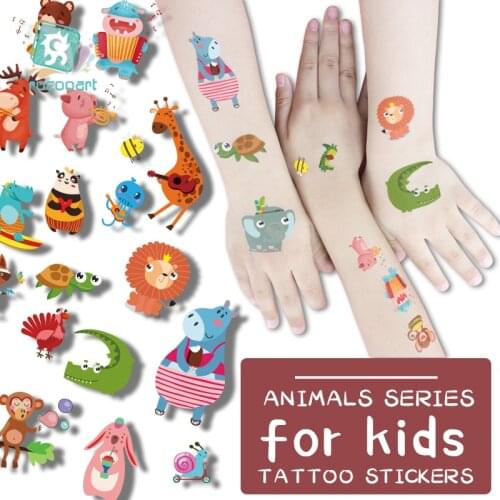 Cartoon Animal Water Transfer Temporary Children Tattoo Paper For Boy Kids Little Dinosaur Fox Rabbit Flash Fake Tattoo Sticker