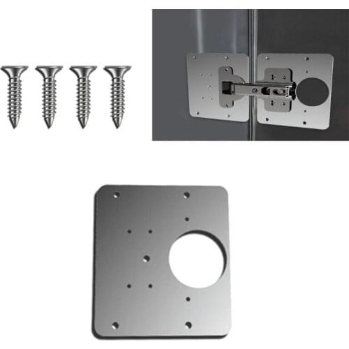 Stainless Steel Cabinet Hinge Repair Plate W/ 1 Hinge Repair Plate 16 Screws 1 Solid Hinge for Cabinet Furniture Drawer