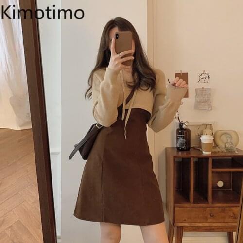 Two Piece Dress Outfit Long Sleeve Hooded Sweater Crop Tops Bodycon Mini Dress High Street Sexy Party Night Club Women Sets