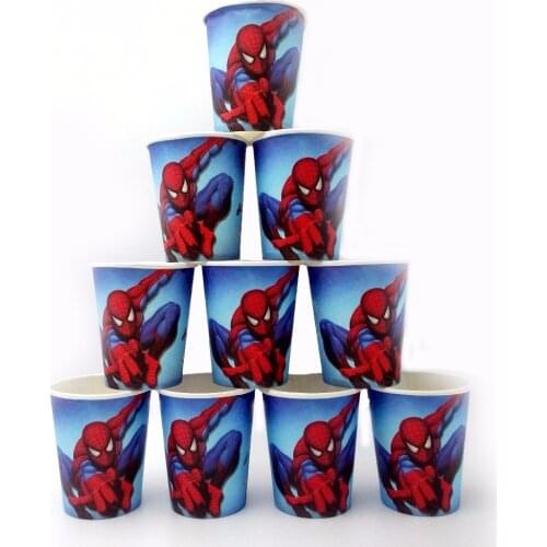 10pcs/lot spiderman Party Supplies Paper Cup Cartoon Birthday Decoration Baby Shower Theme Festival Favors Kids Girls Boys