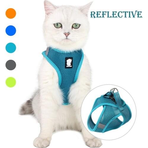 Dog Cat Walking Jacket Harness for Cats Dogs Kitten Reflective Safety Cat Vest Harness with Leash for Pet Chihuahua Arnes Gato
