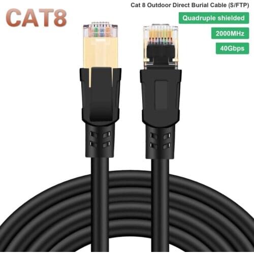 1M 2M Cat 8 Ethernet Cable RJ45 8P8C Network Cable 2000Mhz High Speed ​​Patch 25 40 Gbps Lan Cable For Portable Router