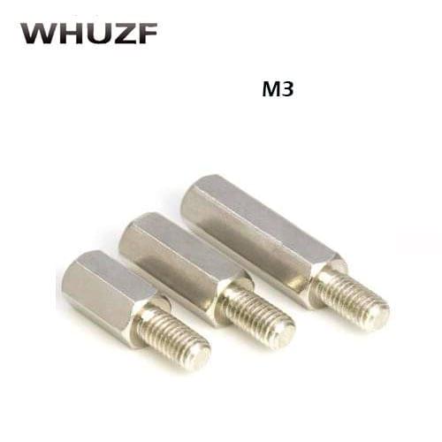 40pcs M3 hexagonal Nickel-plated copper column single pass head columns chassis single hollow bolt screw 5--20mm length