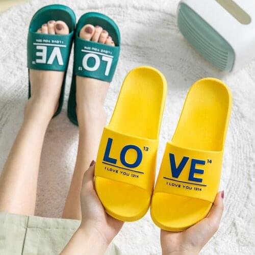 2021 Summer Slippers Indoor Lovely Couple Slippers Slides Non Slip Bath Slippers Shoes Beach Sandals Flip Flops Women Men Lover