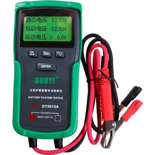 DY2015A 12V 24V Car Battery Tester Analyzer Lead Acid CCA Load Battery Charge Test Digital Automotive Battery Capacity Tester