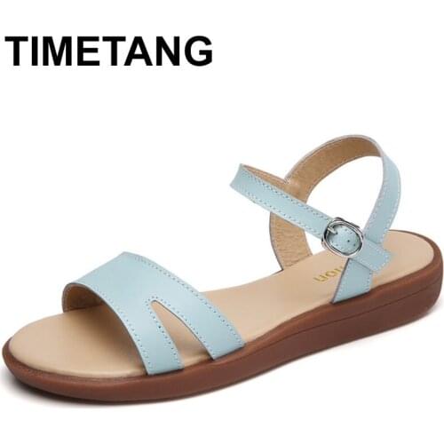 TIMETANGFlat Sandals Woman Shoes Summer Gladiator Open Toe Buckle Soft Jelly Sandals Female Casual Womens Beach Shoes Size 41