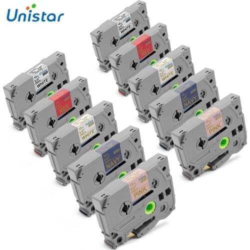 Unistar 10pcs TZe Satin Ribbon 12mm Combo Set Compatible for Brother TZe-RE34 TZe-RN34 TZe-R234 TZe-RW34 TZe-R231 for Christmas