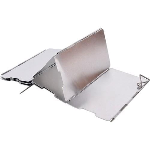 1Pc 9 Plates Wind Deflectors Foldable Outdoor Camping Gas Stove Wind Shield Screens 14*60cm