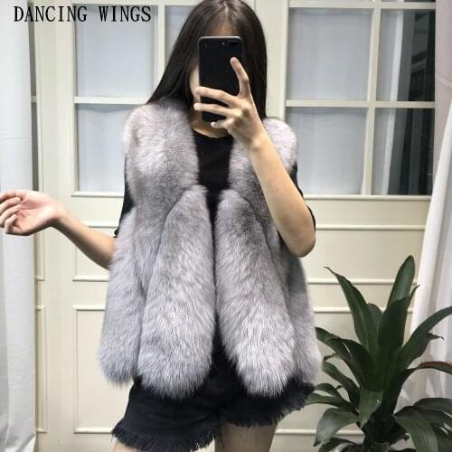 2020 New Design Nature Real Fox Fur Vest Female Full Pelt Genuine Fox Fur Gilet Short Style Womens Winter Fur Outwear