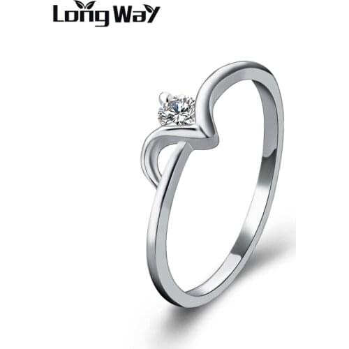 LongWay 2019 New Brand Love Ring silver Color Rings For Women Cubic Zirconia Engagement Rings Wedding Jewelry SRI140003