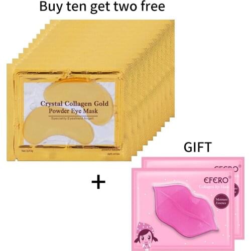 10pair Crystal Collagen Eye Mask Eye Patches Anti Aging + 2pcs Lip Mask Gift Anti Dry Whitening Moisturuzing Beauty Skin Care