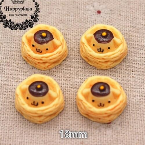 10pcs 18mm Cute Resin Bear Egg Tart Simulation Food Art Flatback Cabochon DIY Craft Decoration Accessories